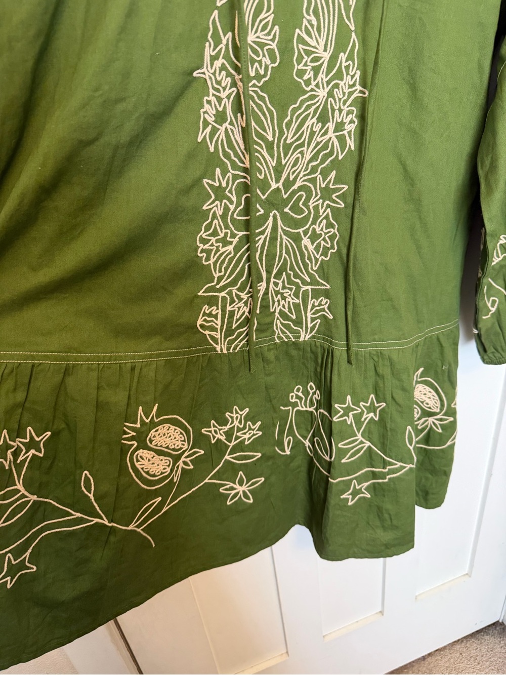 Ciebon Rosetta Embroidered Cotton Mini Dress Size Small Color Green Boho - Picture 8 of 11